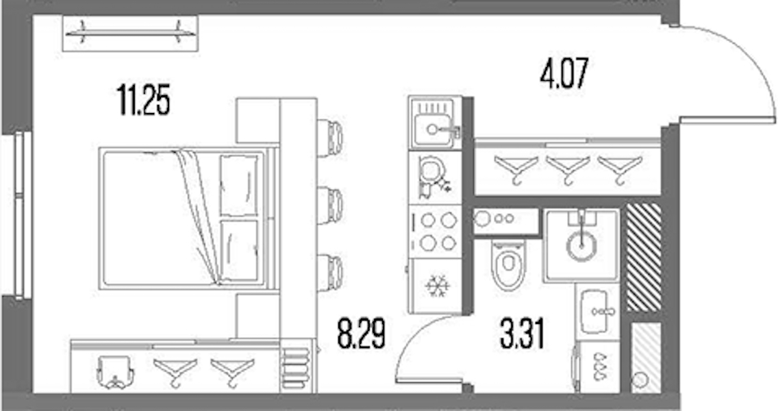 Квартира студия 26.92 м², 10/10 эт., ЖК «LEGENDA Васильевского»